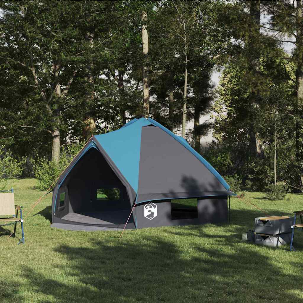 Vidaxl teepee tent voor 6 personen 6-persoons blauw en grijs