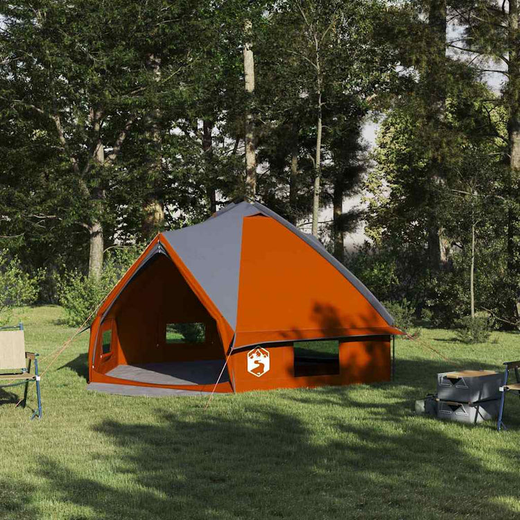 Vidaxl teepee tent voor 6 personen 6-persoons grijs en oranje