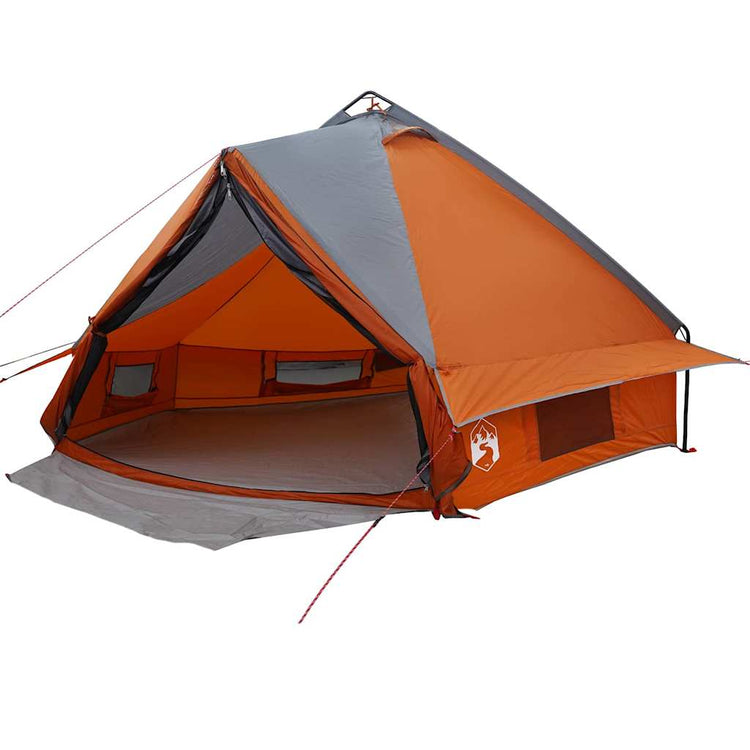 Vidaxl teepee tent voor 6 personen 6-persoons grijs en oranje