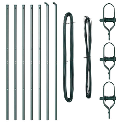 Vidaxl afrasteringspaal 7 pcs groen staal