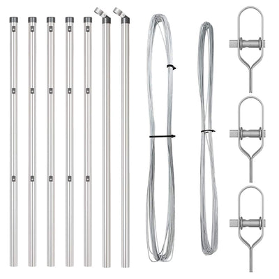 Vidaxl afrasteringspaal 7 pcs zilver staal