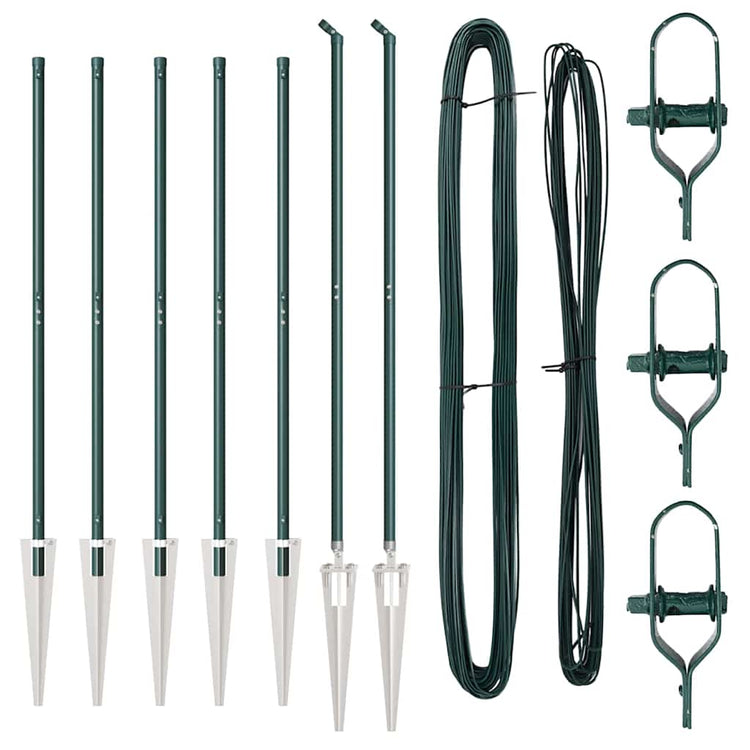 Vidaxl afrasteringspaal 7 pcs groen staal