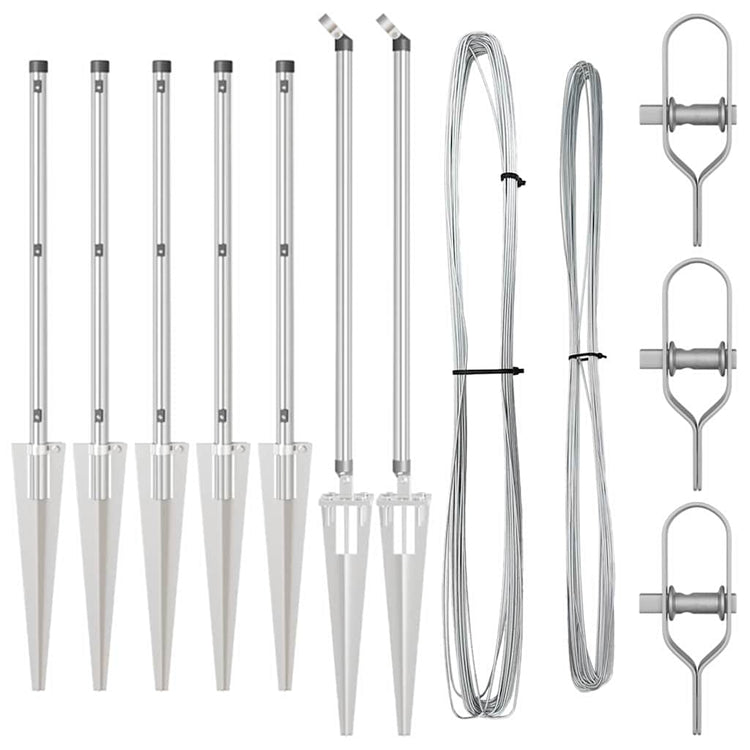 Vidaxl afrasteringspaal 7 pcs zilver staal