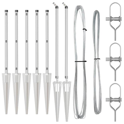 Vidaxl afrasteringspaal 7 pcs zilver staal