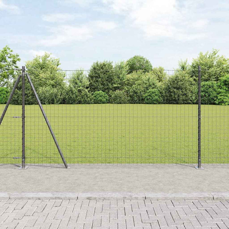 Vidaxl afrasteringspaal 7 pcs grijs staal