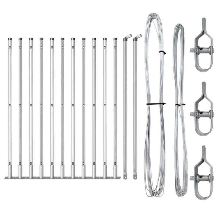 Vidaxl afrasteringspaal 13 pcs zilver staal