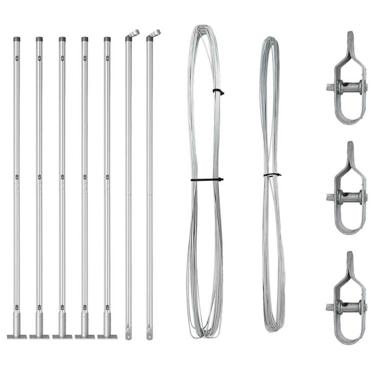 Vidaxl afrasteringspaal 7 pcs zilver staal