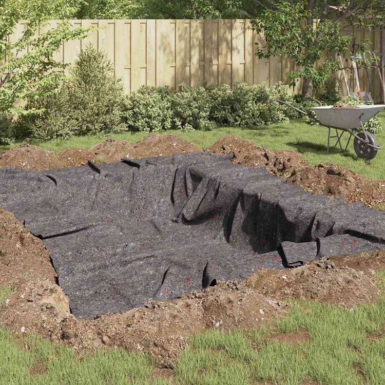 Vidaxl vijver vlies 1 x 10 m polyester en katoen grijs