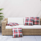 Vidaxl bankkussens 4 stuks rood geruit patroon 50x50 cm stof - afbeelding 1