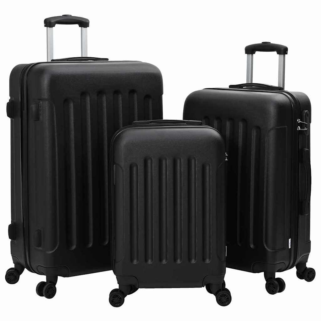 Vidaxl koffer met slot 3 st zwart 50 x 31 x 78 cm abs kunststof