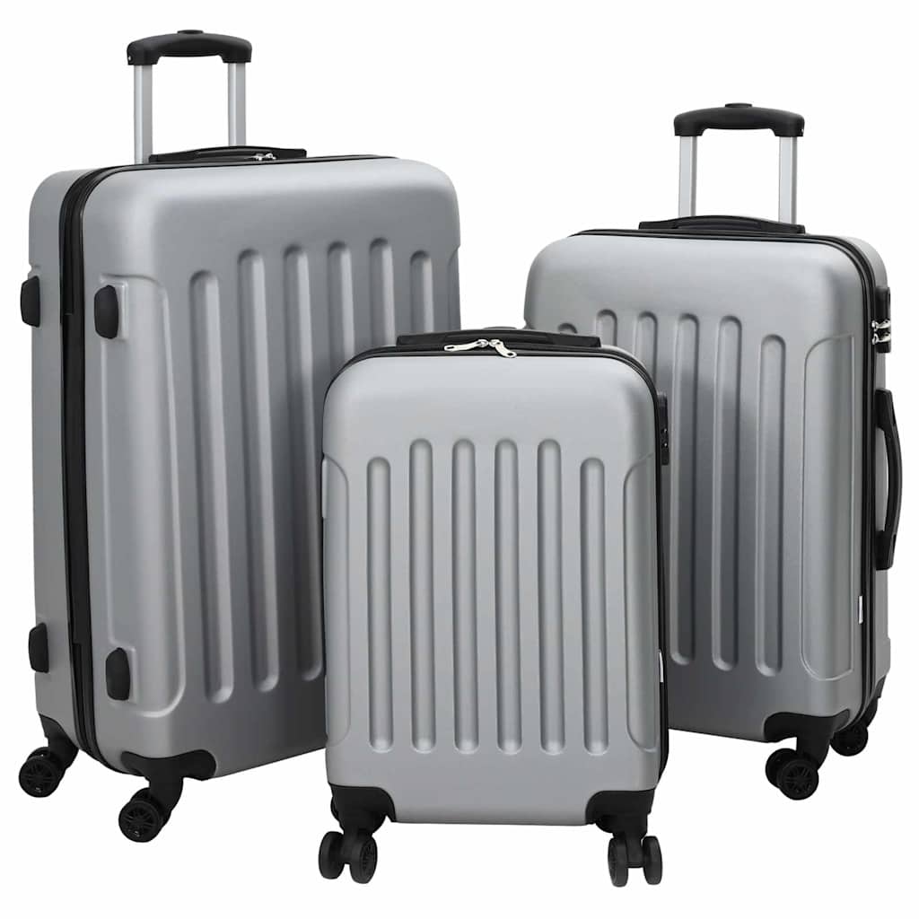 Vidaxl koffer met slot 3 st zilver 50 x 31 x 78 cm abs kunststof
