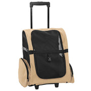 Vidaxl huisdierentrolley 3-in-1 48x32x(57-106) cm oxford stof zandkleurig - afbeelding 2