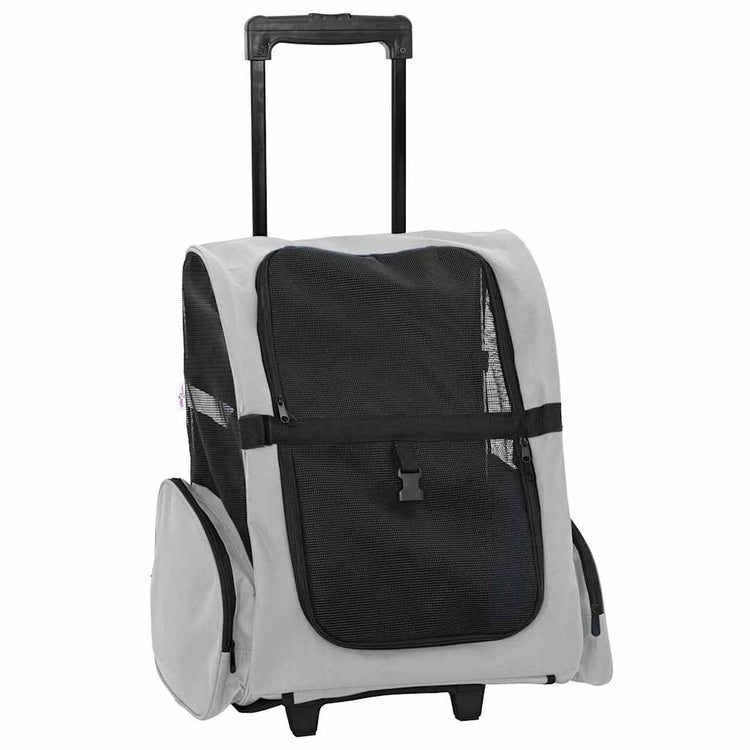Vidaxl huisdierentrolley 3-in-1 48x32x(57-106) cm oxford stof grijs