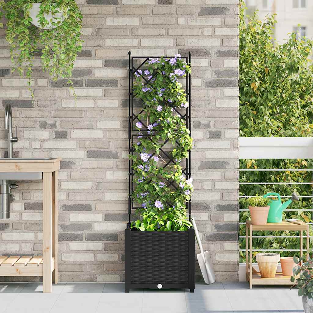 Vidaxl tuin bloempot zwart 40 x 40 x 143 cm staal