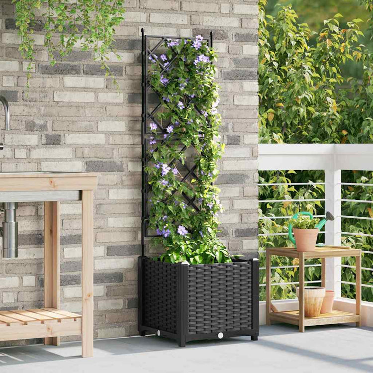 Vidaxl tuin bloempot zwart 40 x 40 x 143 cm staal