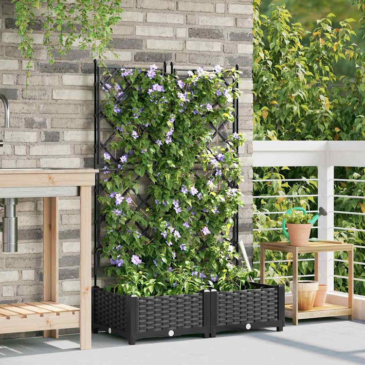 Vidaxl plantenbak 2 st zwart 80 x 40 x 125,5 cm pp