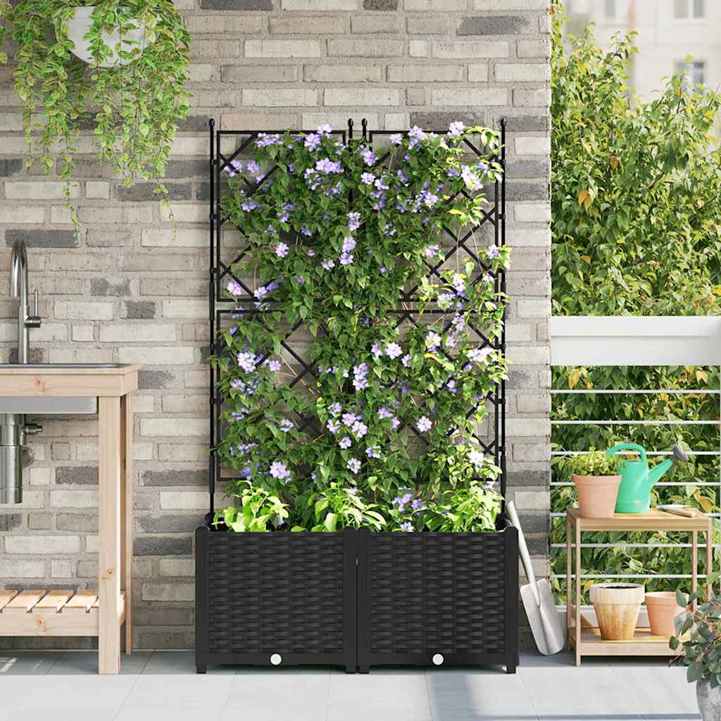 Vidaxl plantenbak 2 st zwart 80 x 40 x 143 cm pp