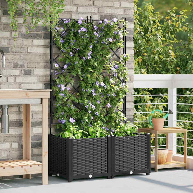 Vidaxl plantenbak 2 st zwart 80 x 40 x 143 cm pp