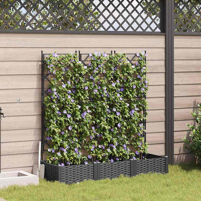Vidaxl plantenbak 3 st zwart 120 x 40 x 125,5 cm pp