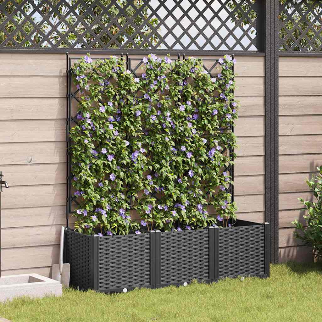 Vidaxl plantenbak 3 st zwart 120 x 40 x 143 cm pp