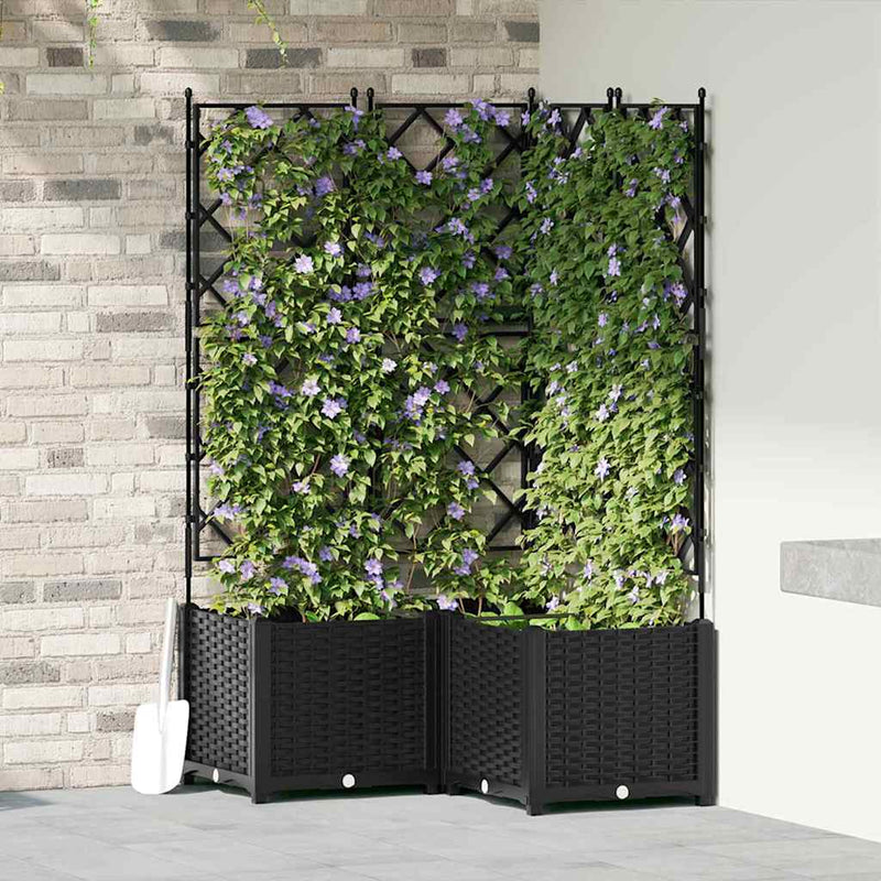 Vidaxl tuin bloempot 3 pcs zwart 80 x 80 x 143 cm staal
