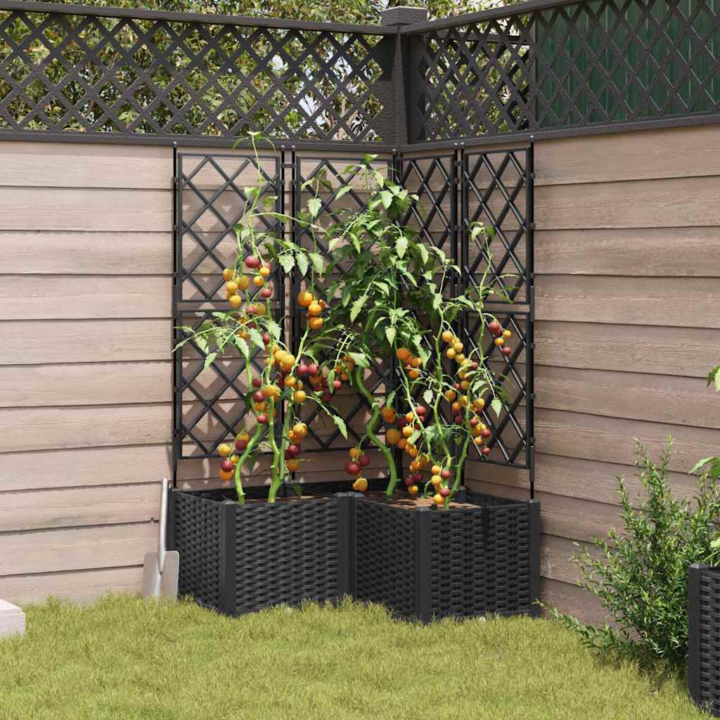 Vidaxl tuin bloempot 3 pcs zwart 80 x 80 x 143 cm staal