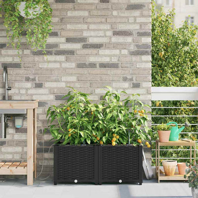 Vidaxl plantenbak 2 st zwart 80 x 40 x 37,5 cm pp
