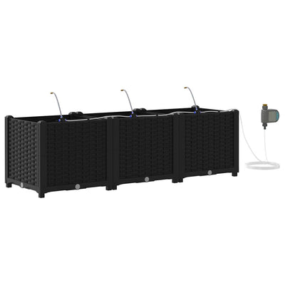 Vidaxl plantenbak 3 st zwart 120 x 40 x 37,5 cm pp