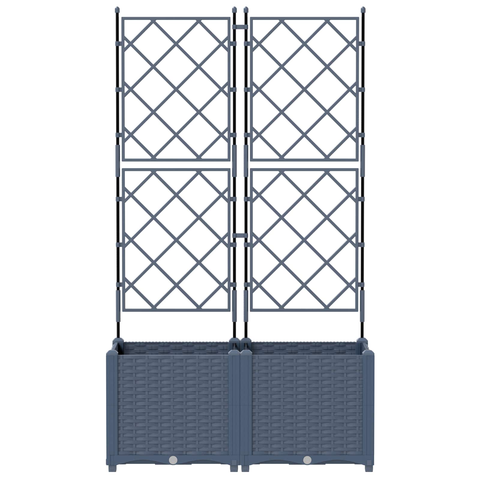 Vidaxl tuin bloempot 2 pcs grijs 80 x 40 x 143 cm staal