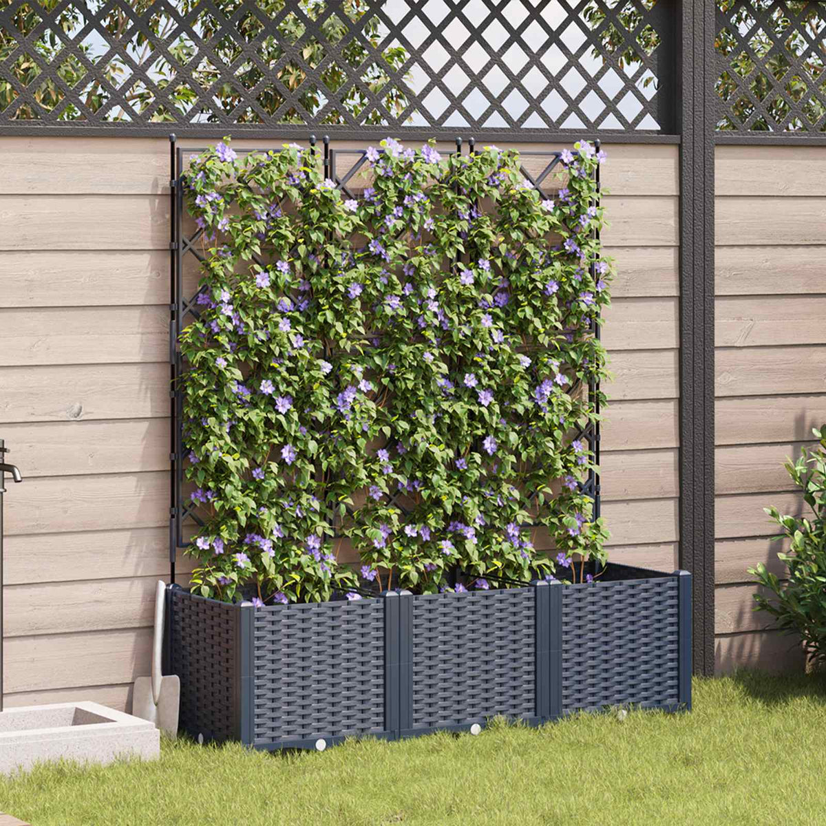 Vidaxl plantenbak 3 st grijs 120 x 40 x 143 cm pp