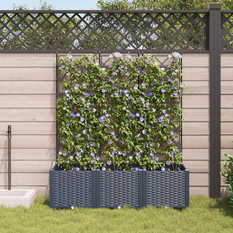 Vidaxl plantenbak 3 st grijs 120 x 40 x 143 cm pp