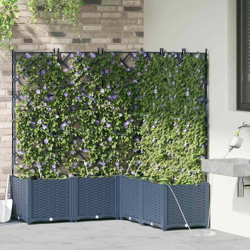 Vidaxl tuin bloempot 3 pcs grijs 80 x 80 x 143 cm staal