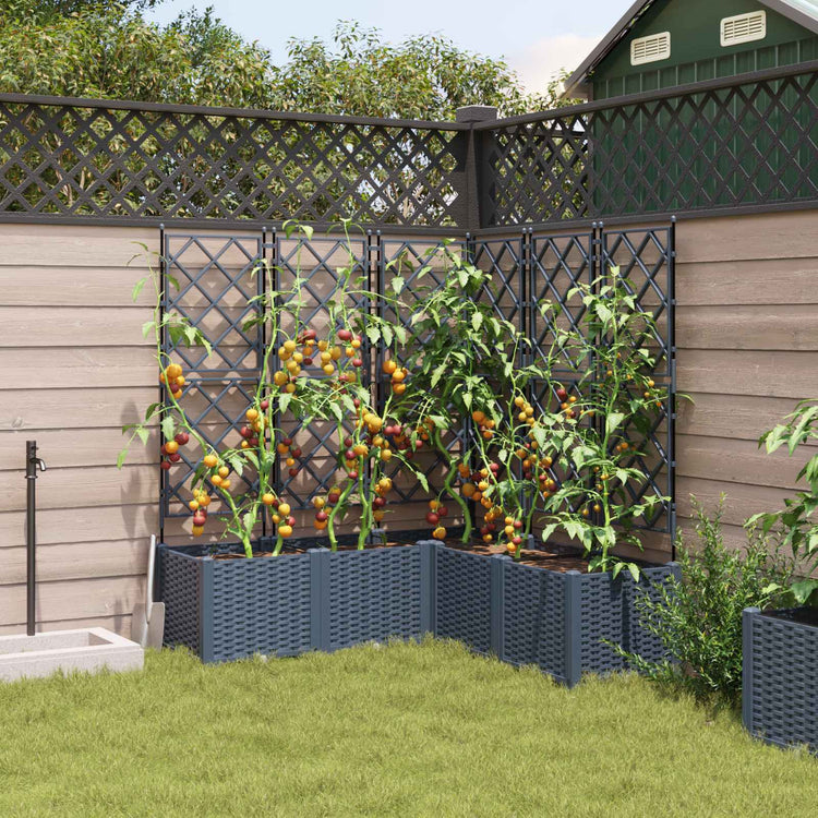 Vidaxl plantenbak 5 st grijs 120 x 120 x 143 cm pp