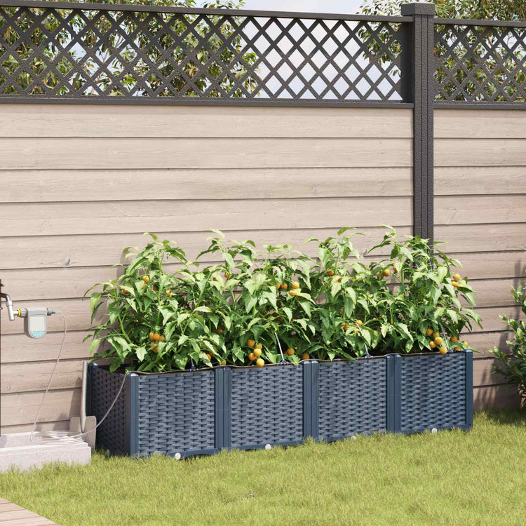 Vidaxl plantenbak 4 st grijs 160 x 40 x 37,5 cm pp