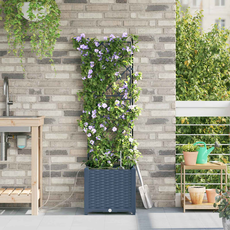 Vidaxl plantenbak grijs 40 x 40 x 142 cm pp