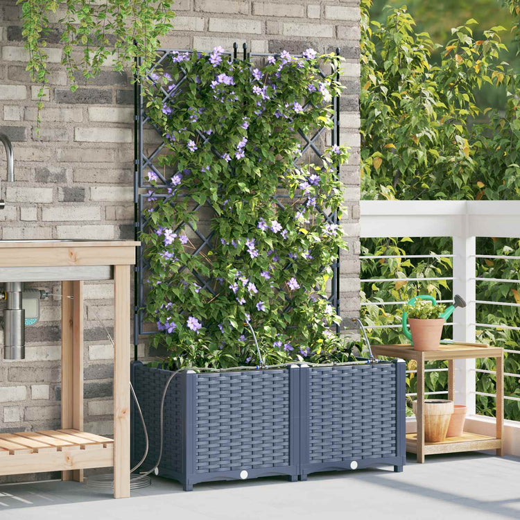 Vidaxl plantenbak 2 st grijs 80 x 40 x 142 cm pp