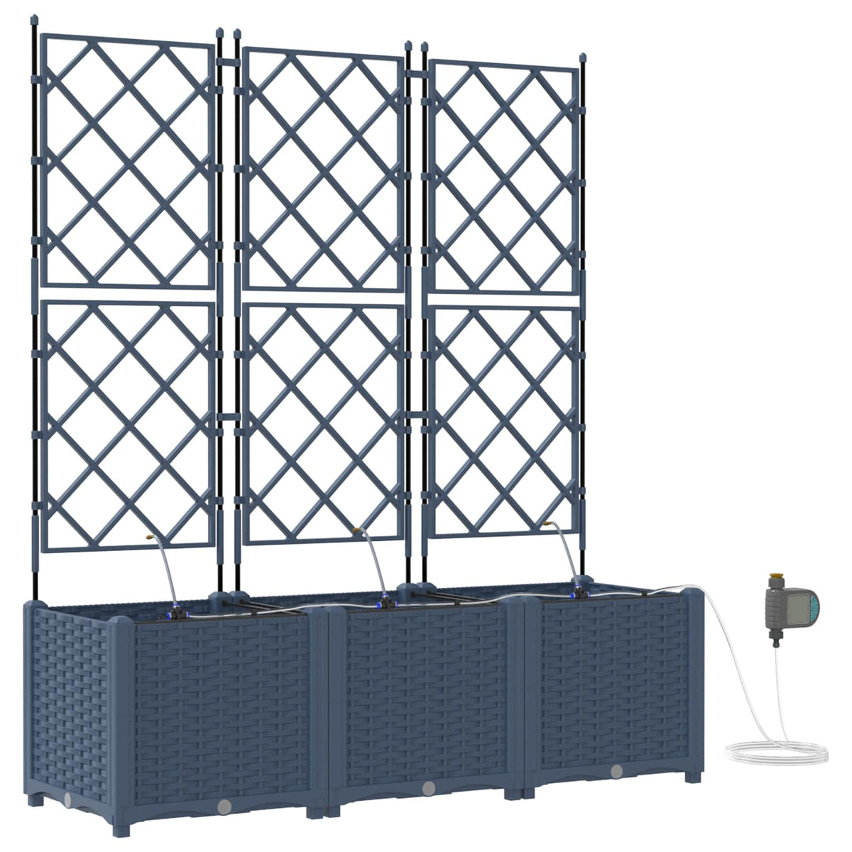 Vidaxl plantenbak 3 st grijs 120 x 40 x 142 cm pp