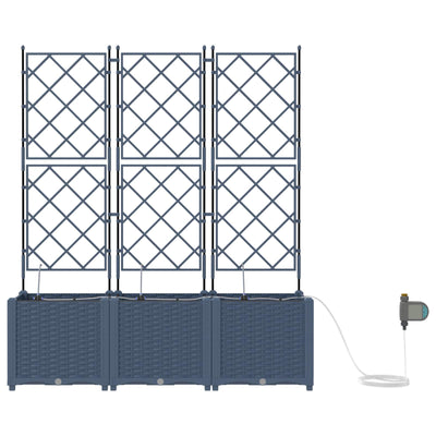 Vidaxl plantenbak 3 st grijs 120 x 40 x 142 cm pp