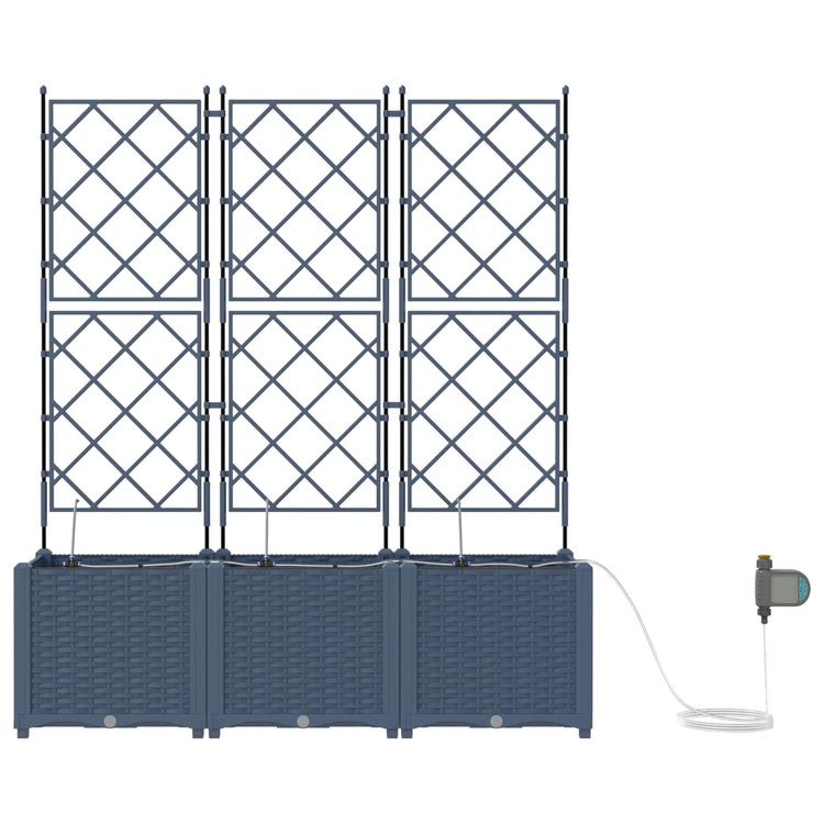 Vidaxl plantenbak 3 st grijs 120 x 40 x 142 cm pp