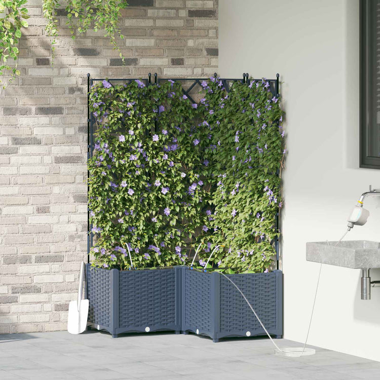 Vidaxl plantenbak 3 st grijs 80 x 80 x 142 cm pp