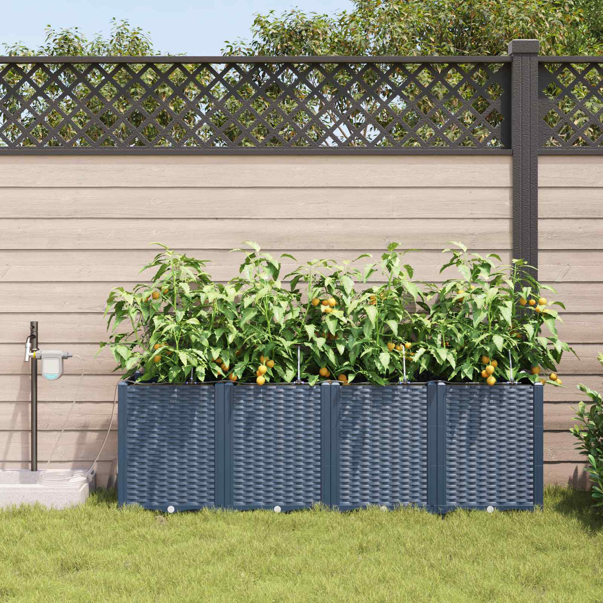 Vidaxl plantenbak 4 st grijs 160 x 40 x 52 cm pp