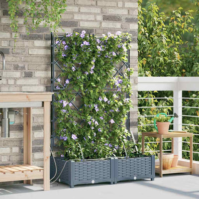 Vidaxl plantenbak 2 st lichtgrijs 80 x 40 x 126 cm pp