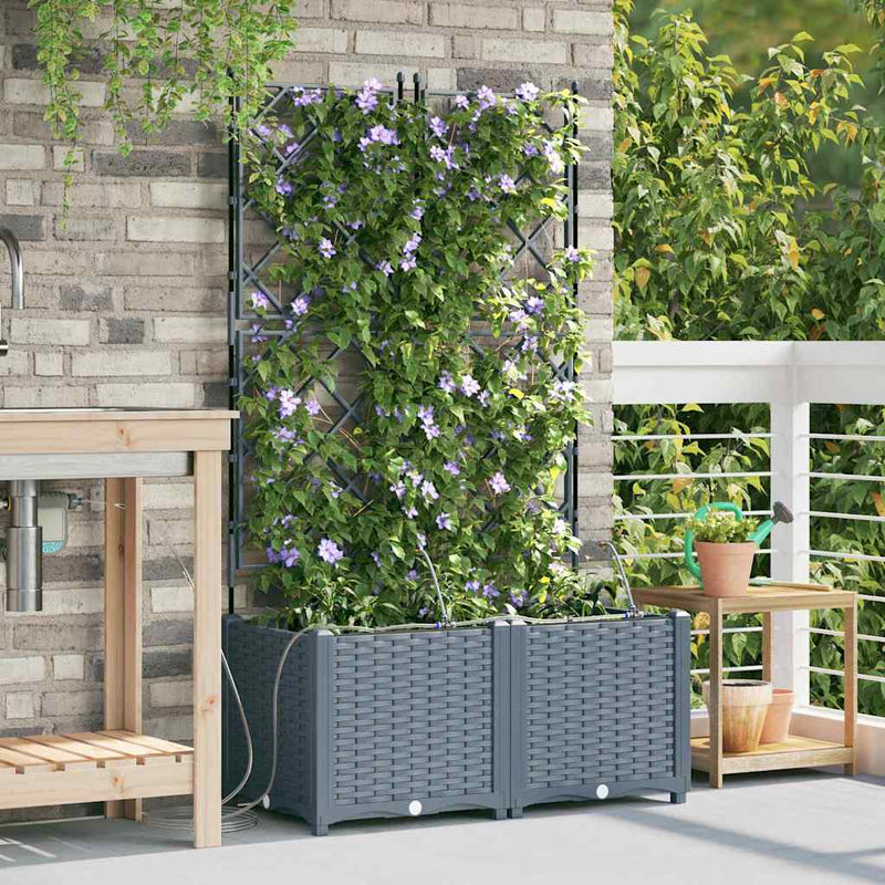 Vidaxl tuin bloempot 2 pcs licht grijs staal