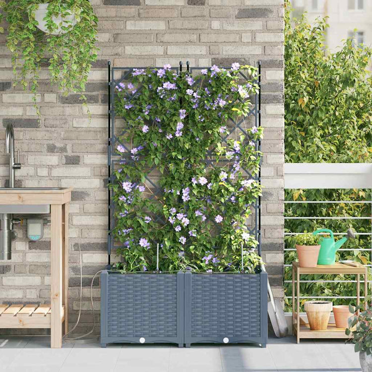 Vidaxl tuin bloempot 2 pcs licht grijs staal