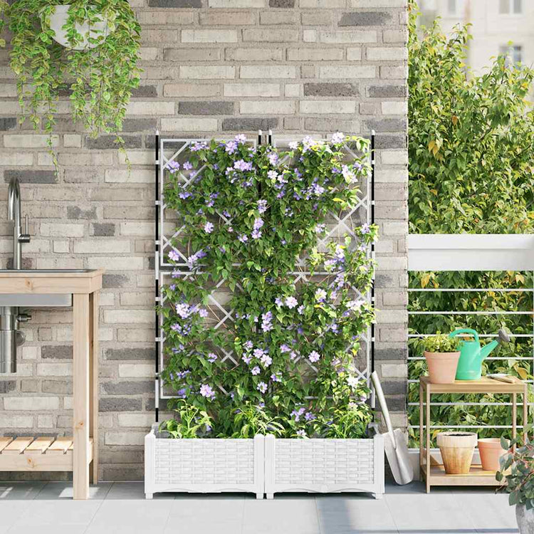 Vidaxl tuin bloempot 2 pcs wit 80 x 40 x 125,5 cm staal