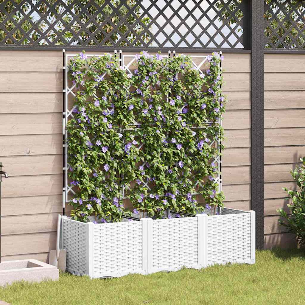 Vidaxl plantenbak 3 st wit 120 x 40 x 143 cm pp
