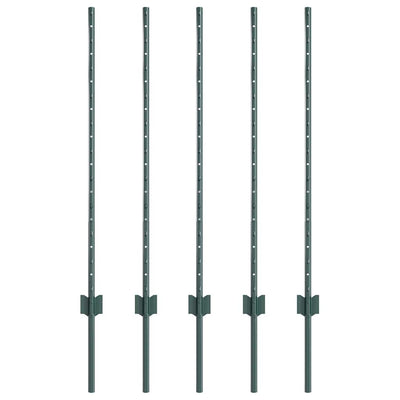 Vidaxl afrasteringspaal 5 pcs groen 140 cm staal