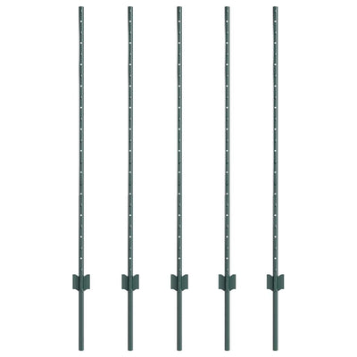Vidaxl afrasteringspaal 5 pcs groen 120 cm staal
