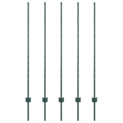 Vidaxl afrasteringspaal 5 pcs groen 140 cm staal