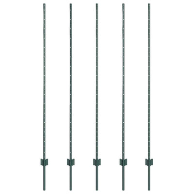 Vidaxl afrasteringspaal 5 pcs groen 150 cm staal